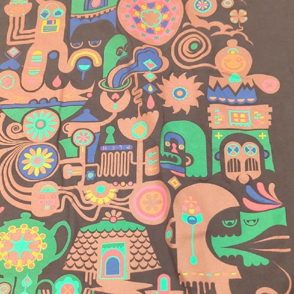 Threadless Brown Tee with Colorful Abstract Design - Picture 3 of 3